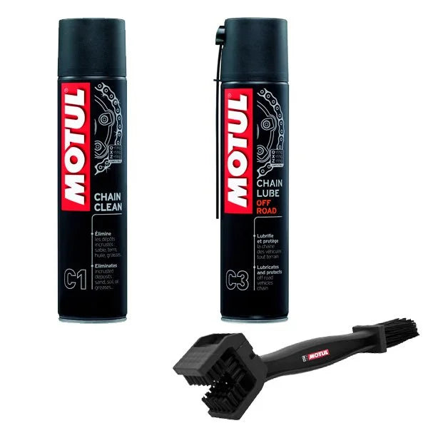 Kit Limpeza corrente Motul OFF ROAD c1 + c3 + Escova