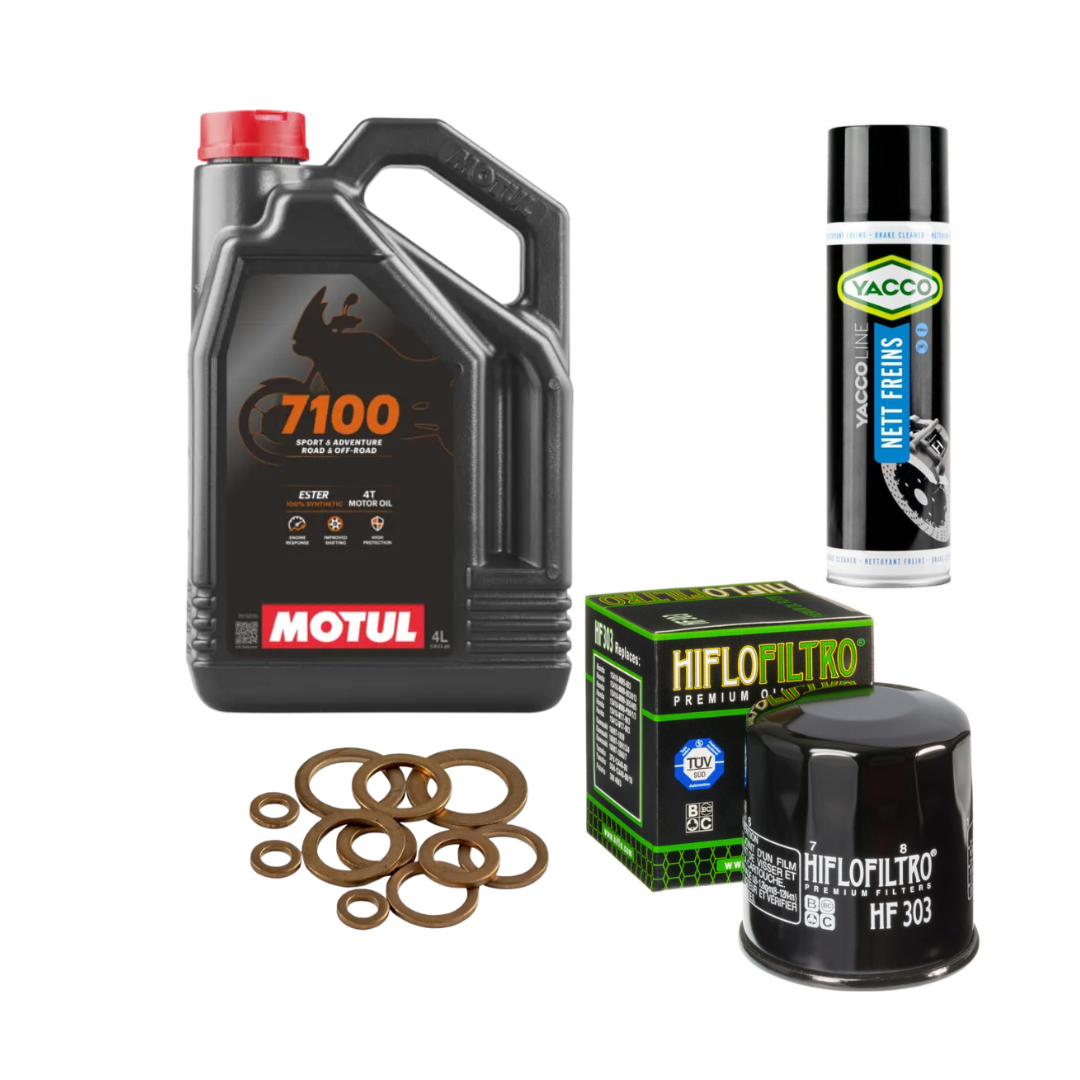 Pack Premium Óleo Motul 7100  4L  + HIFLO  + Anilha de Cobre + Limpa Travões